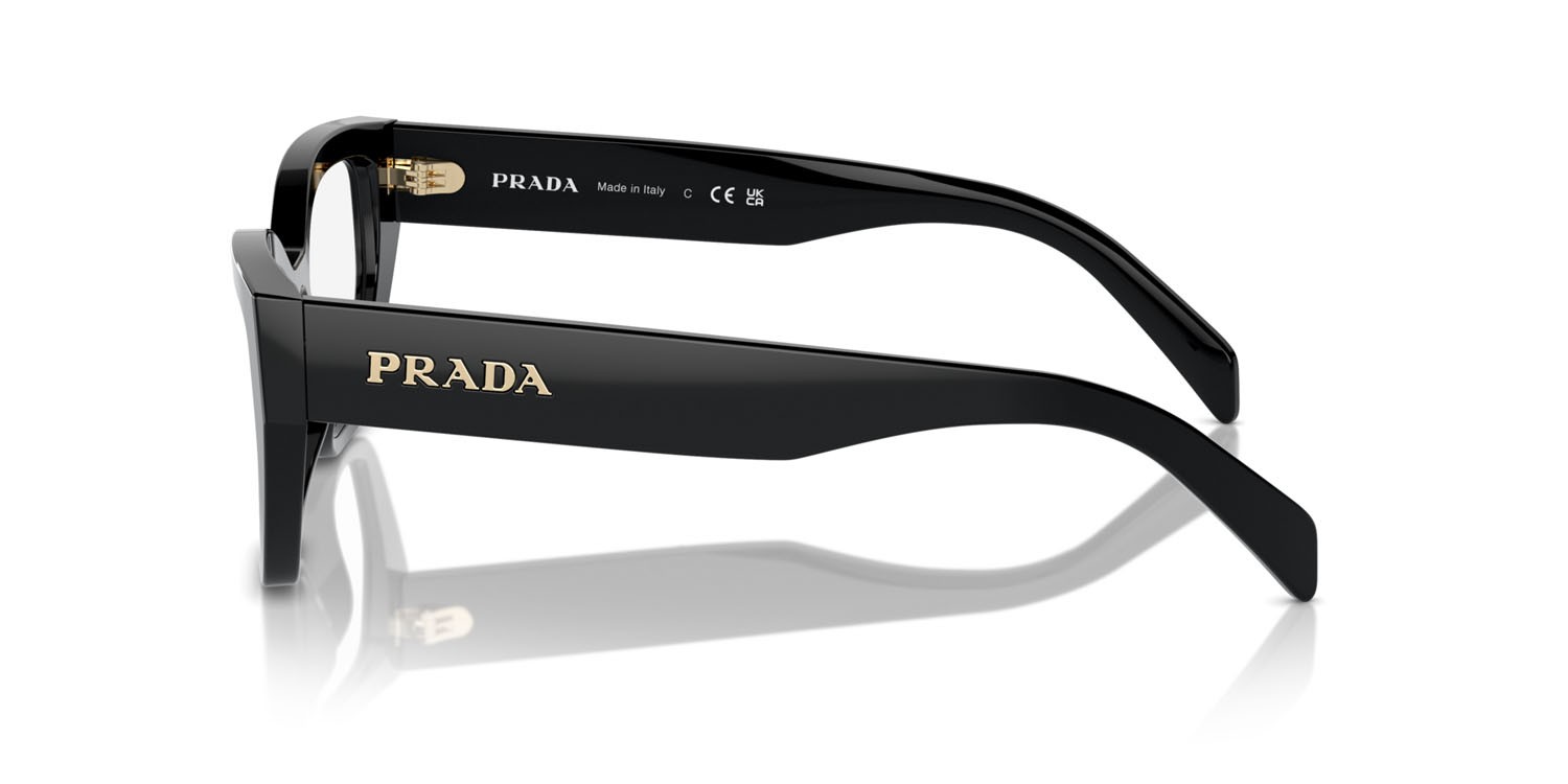 Eyeglasses Prada PR A16V (16K1O1) color nero shape irregular lenses lente demo