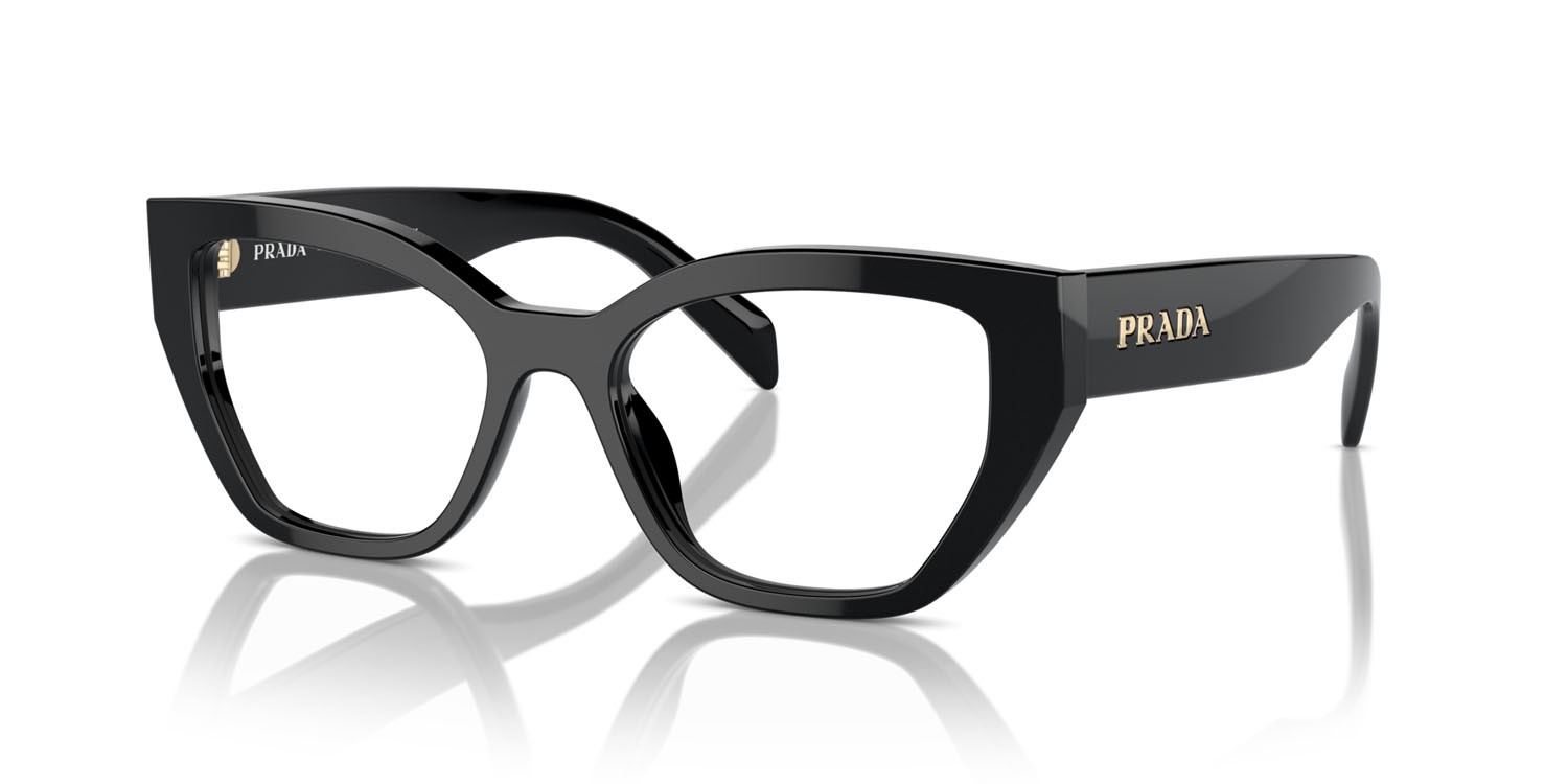 Eyeglasses Prada PR A16V (16K1O1) color nero shape irregular lenses lente demo