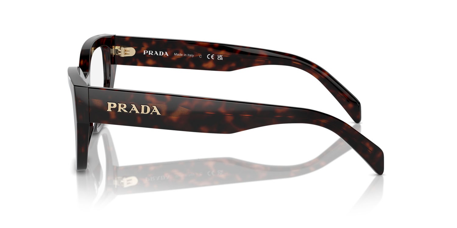 Occhiali da vista Prada PR A16V (17N1O1) colore root tortoise forma irregolare lenti lente demo