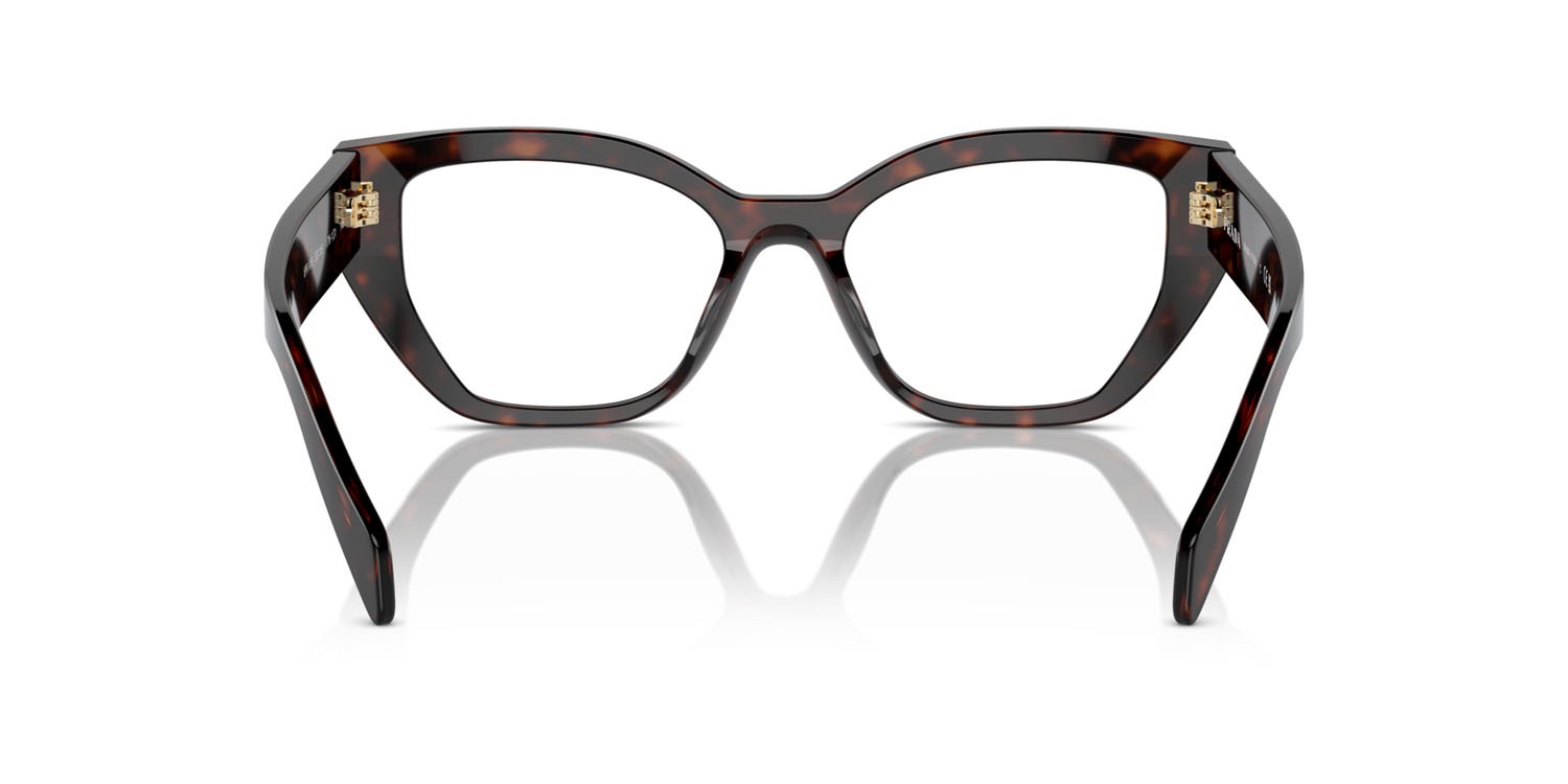 Occhiali da vista Prada PR A16V (17N1O1) colore root tortoise forma irregolare lenti lente demo