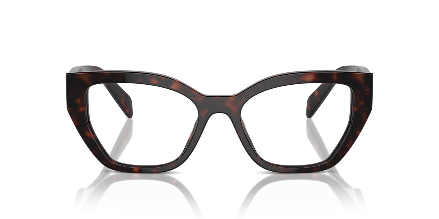 Occhiali da vista Prada PR A16V (17N1O1) colore root tortoise forma irregolare lenti lente demo
