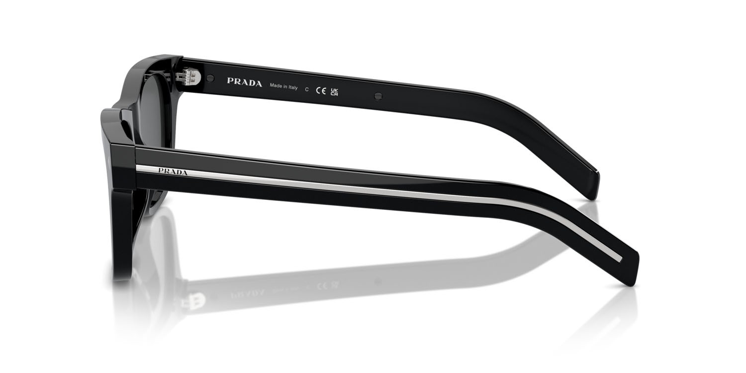 Occhiali da sole Prada PR A17S (16K731) colore nero forma rettangolare lenti grigio scuro