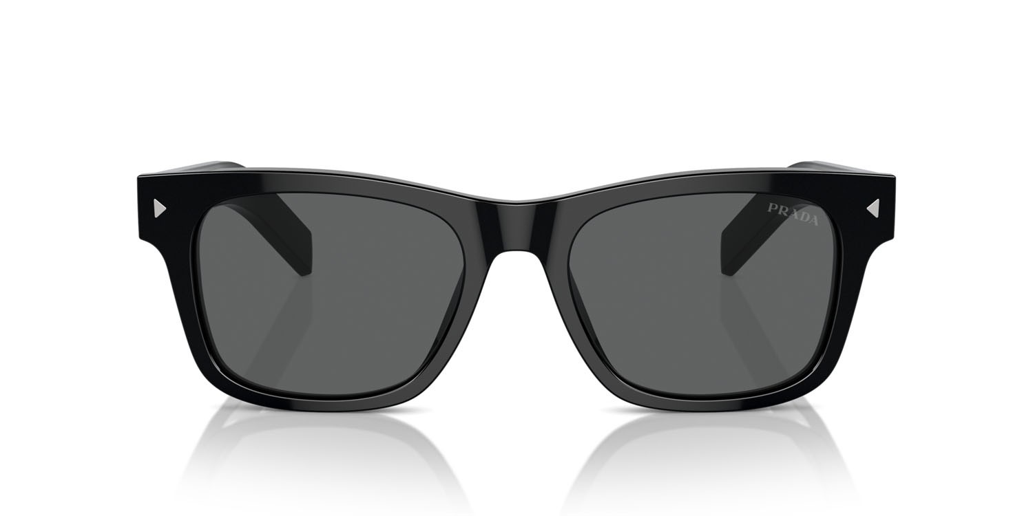 Occhiali da sole Prada PR A17S (16K731) colore nero forma rettangolare lenti grigio scuro