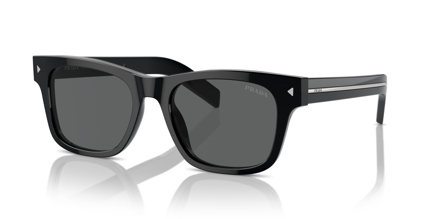 Occhiali da sole Prada PR A17S (16K731) colore nero forma rettangolare lenti grigio scuro