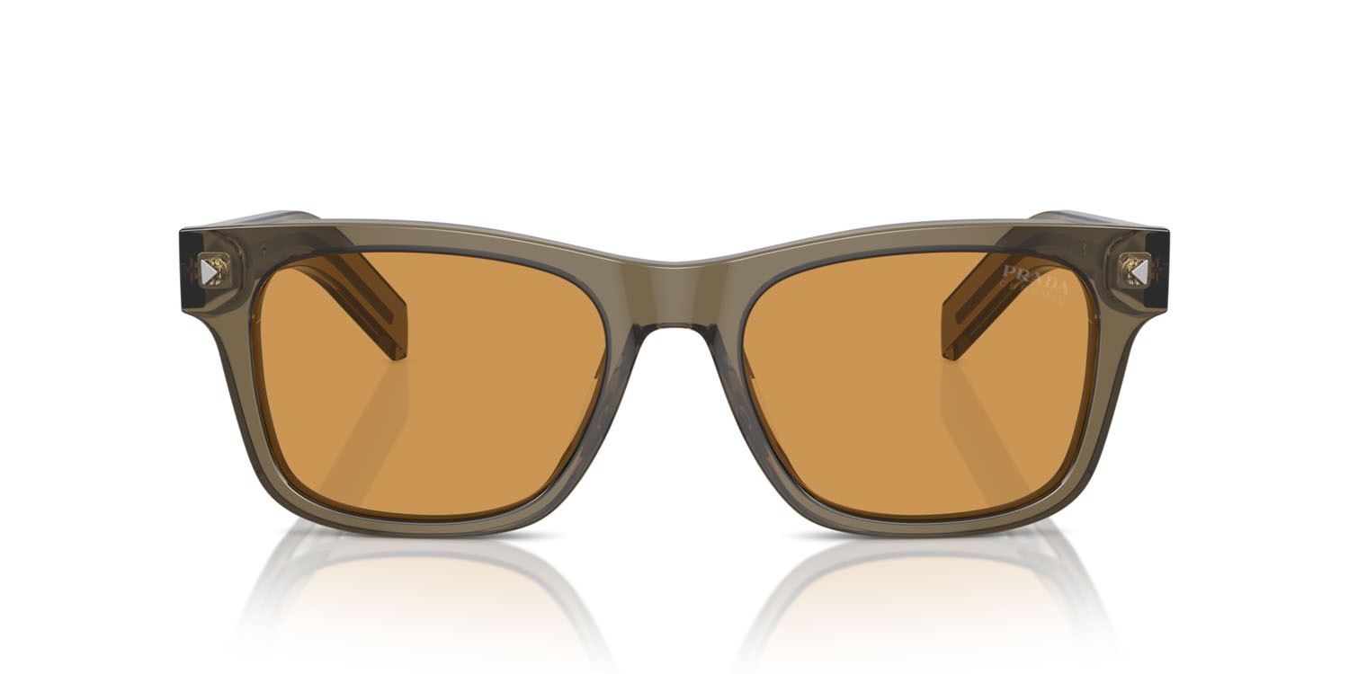 Occhiali da sole Prada PR A17S (18T60F) colore transparent earth forma rettangolare lenti fotocromatica marrone chiaro