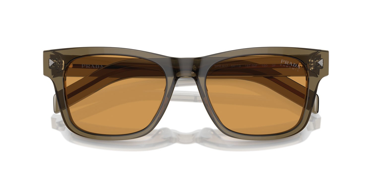 Occhiali da sole Prada PR A17S (18T60F) colore transparent earth forma rettangolare lenti fotocromatica marrone chiaro