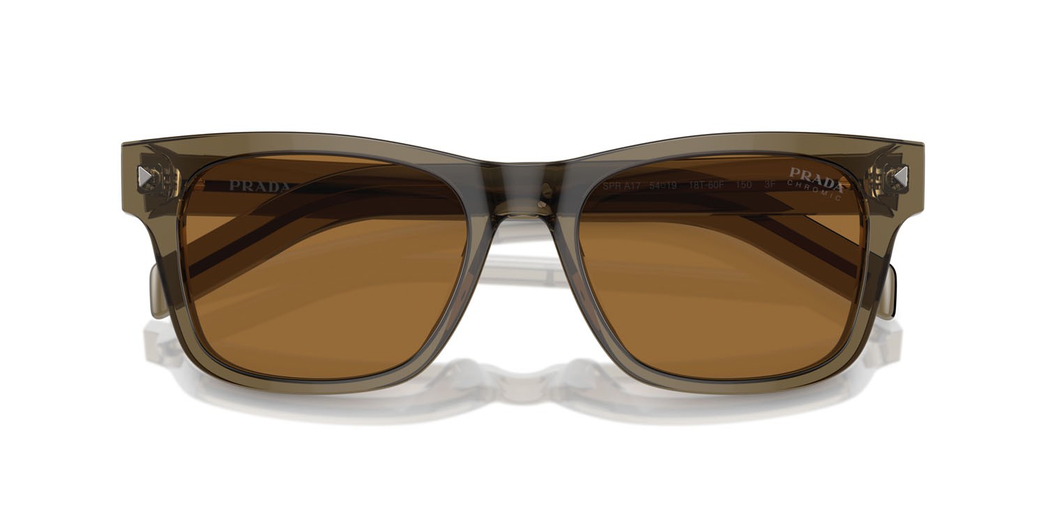 Occhiali da sole Prada PR A17S (18T60F) colore transparent earth forma rettangolare lenti fotocromatica marrone chiaro