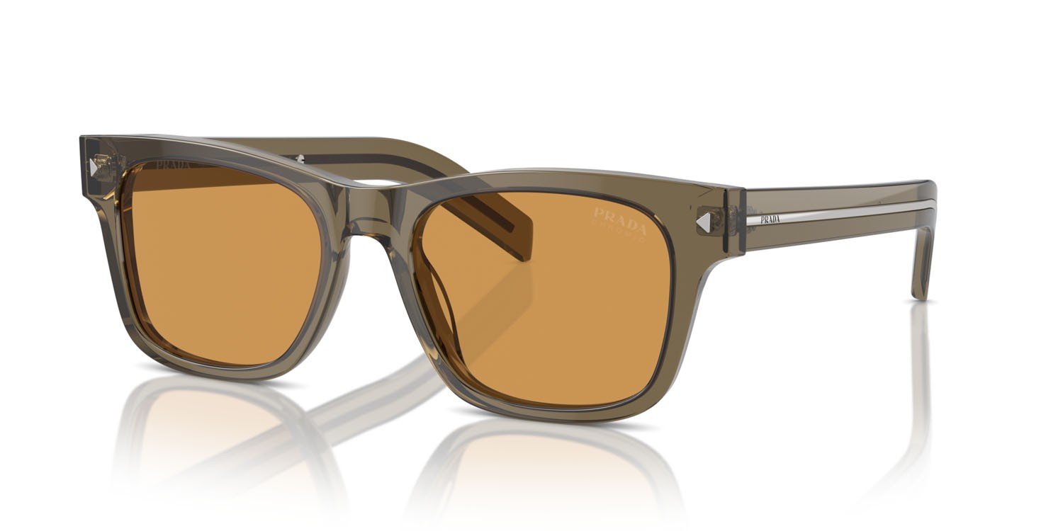 Occhiali da sole Prada PR A17S (18T60F) colore transparent earth forma rettangolare lenti fotocromatica marrone chiaro