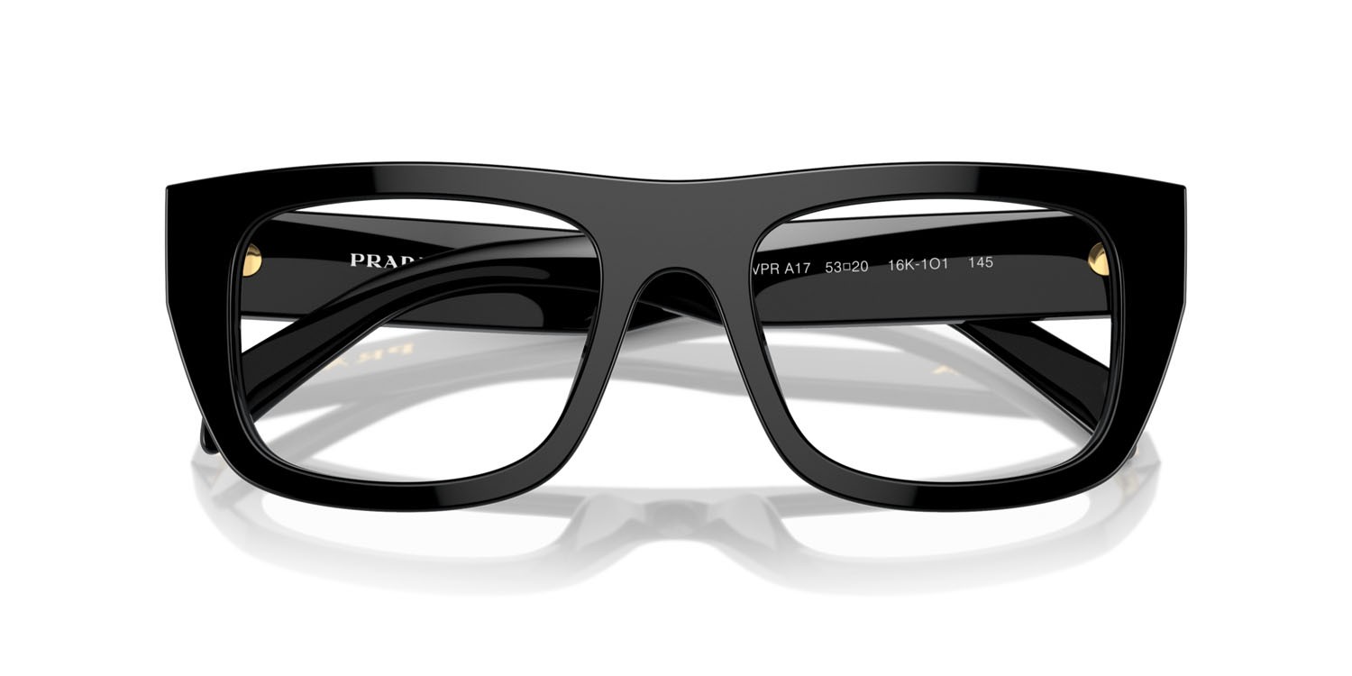 Eyeglasses Prada PR A17V (16K1O1) color nero shape rectangle lenses lente demo
