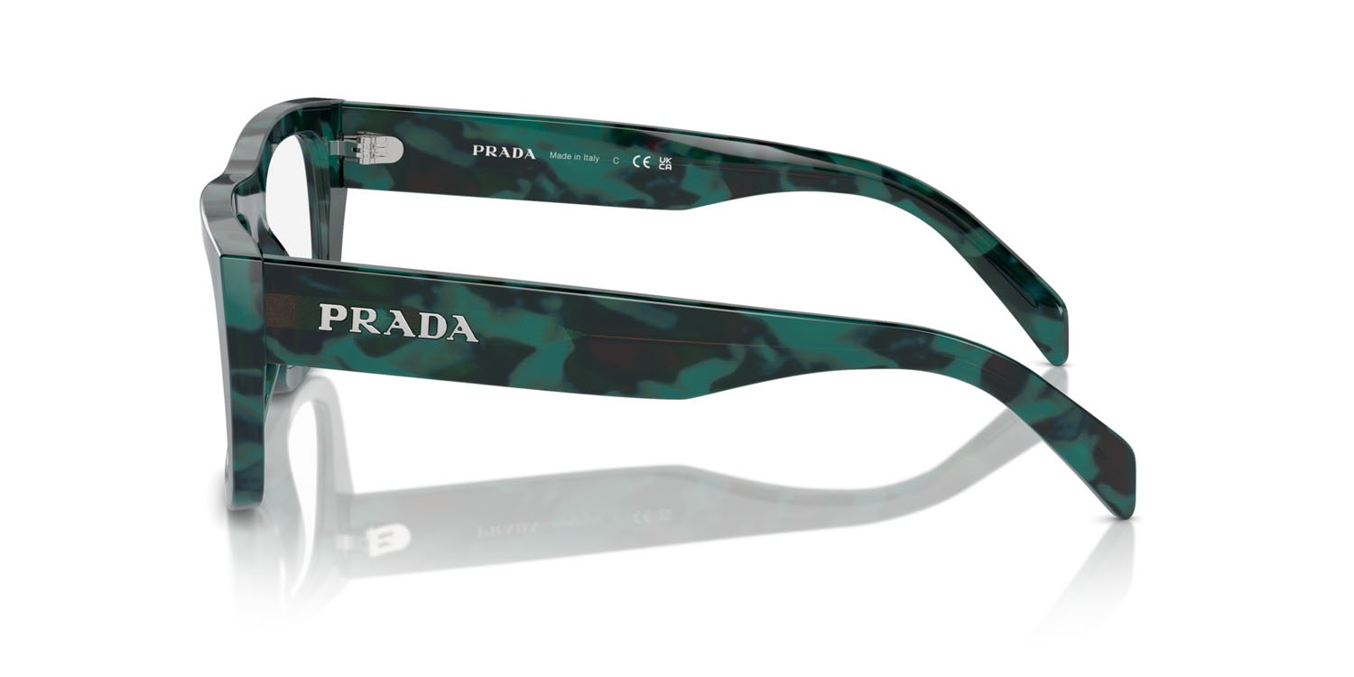 Eyeglasses Prada PR A17V (17U1O1) color emerald marble shape rectangle lenses lente demo