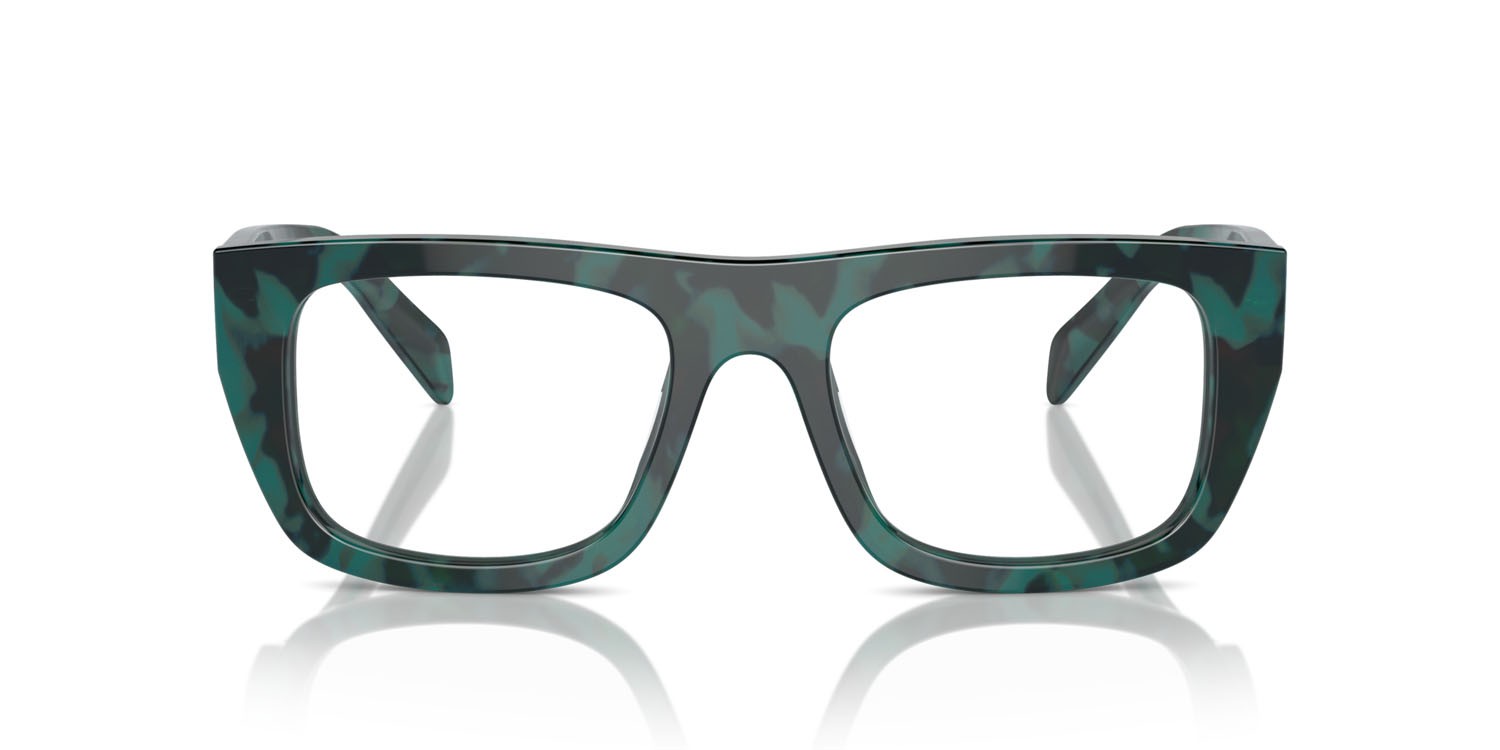 Eyeglasses Prada PR A17V (17U1O1) color emerald marble shape rectangle lenses lente demo