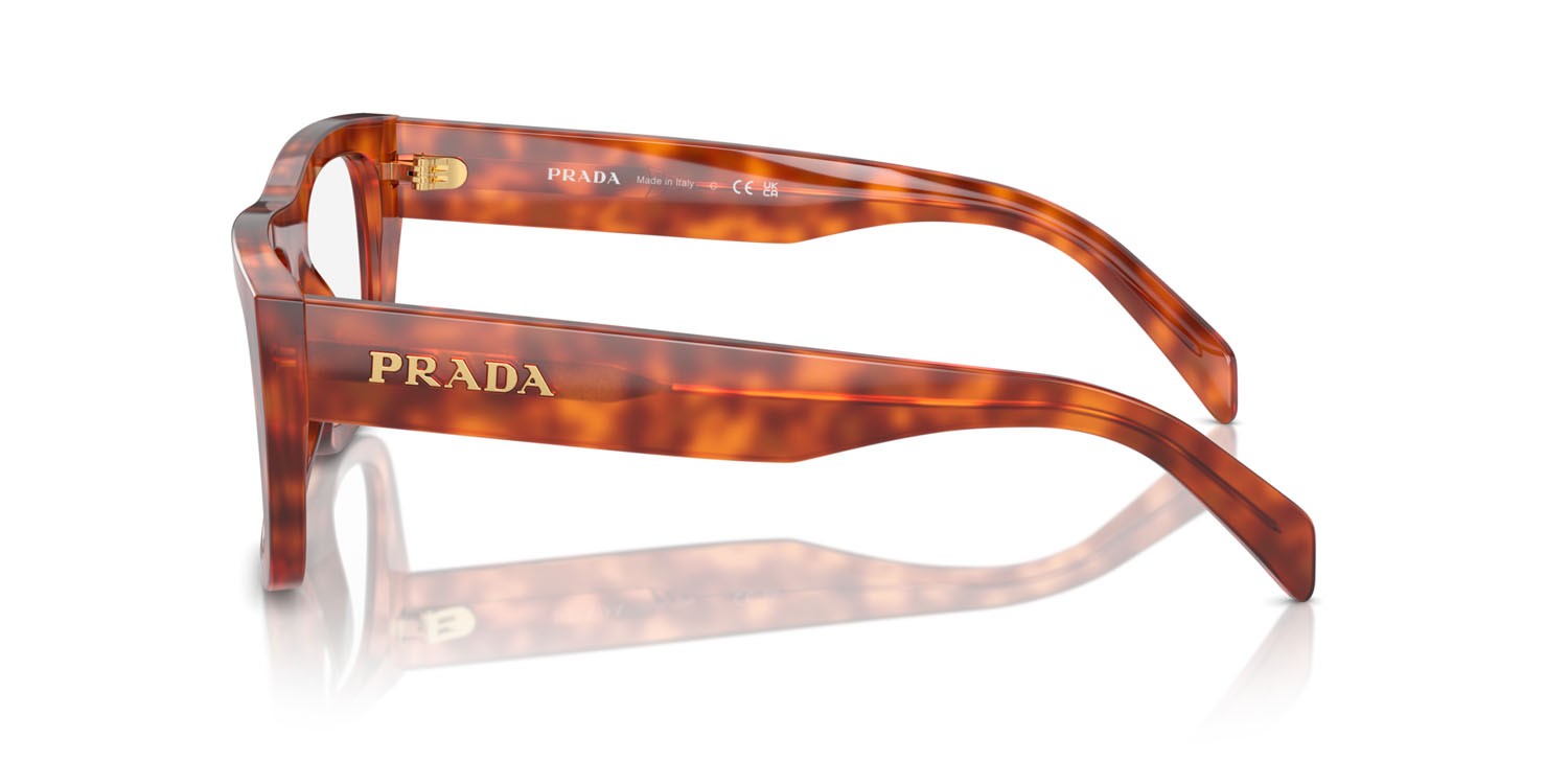 Occhiali da vista Prada PR A17V (18R1O1) colore cognac tartarugato forma rettangolare lenti lente demo