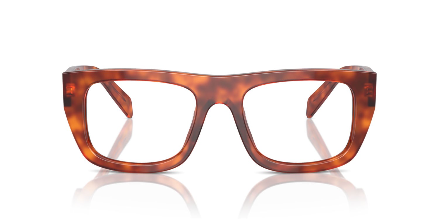 Occhiali da vista Prada PR A17V (18R1O1) colore cognac tartarugato forma rettangolare lenti lente demo
