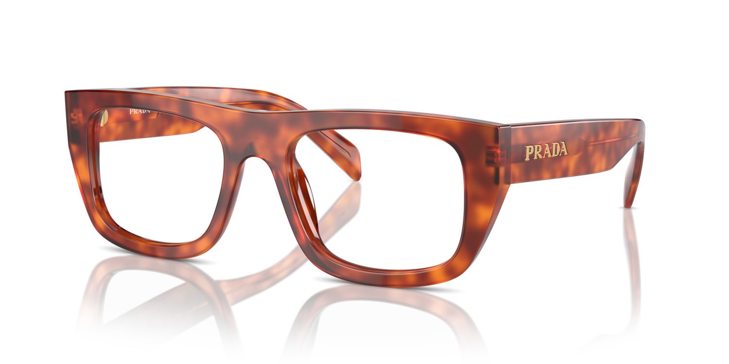 Occhiali da vista Prada PR A17V (18R1O1) colore cognac tartarugato forma rettangolare lenti lente demo