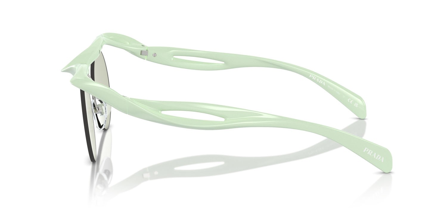 Occhiali da sole Prada PR A18S (17Q4R0) colore verde menta forma rotondo lenti verde chiaro