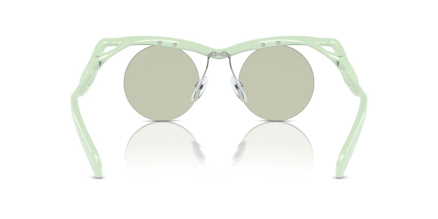 Occhiali da sole Prada PR A18S (17Q4R0) colore verde menta forma rotondo lenti verde chiaro