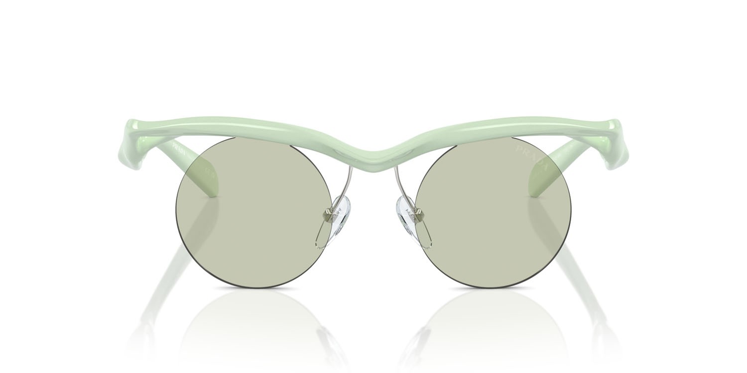 Occhiali da sole Prada PR A18S (17Q4R0) colore verde menta forma rotondo lenti verde chiaro