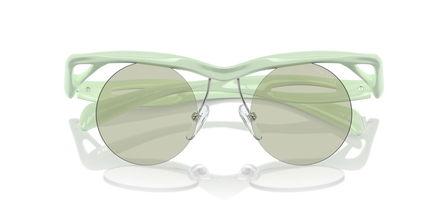 Occhiali da sole Prada PR A18S (17Q4R0) colore verde menta forma rotondo lenti verde chiaro