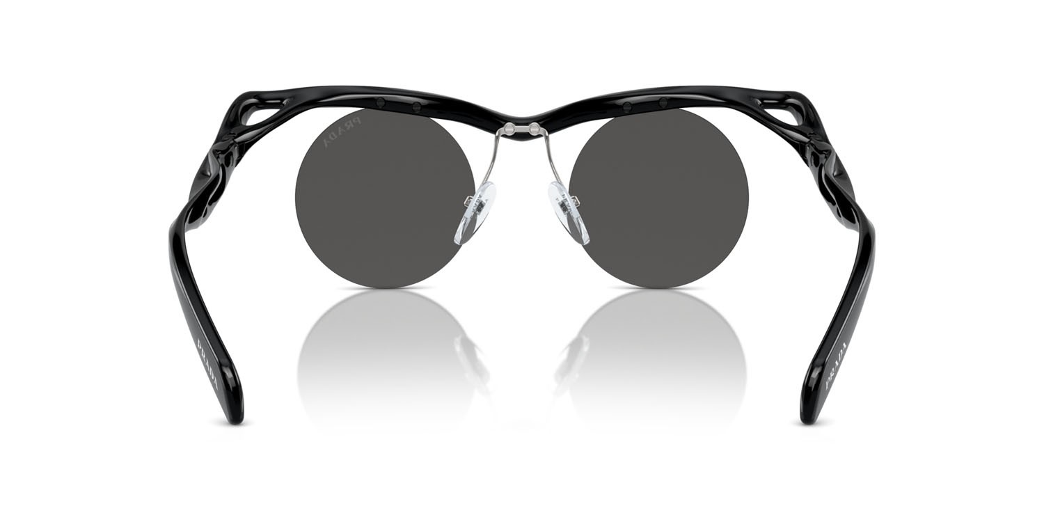 Occhiali da sole Prada PR A18S (1AB5S0) colore nero forma rotondo lenti grigio scuro