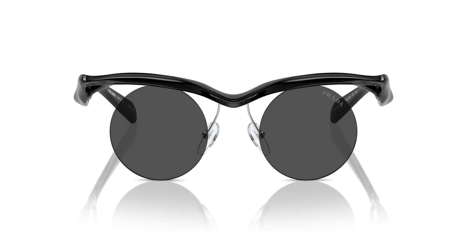 Occhiali da sole Prada PR A18S (1AB5S0) colore nero forma rotondo lenti grigio scuro