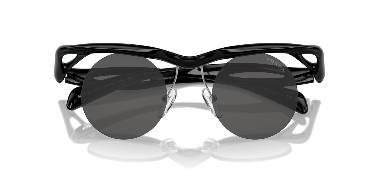 Occhiali da sole Prada PR A18S (1AB5S0) colore nero forma rotondo lenti grigio scuro
