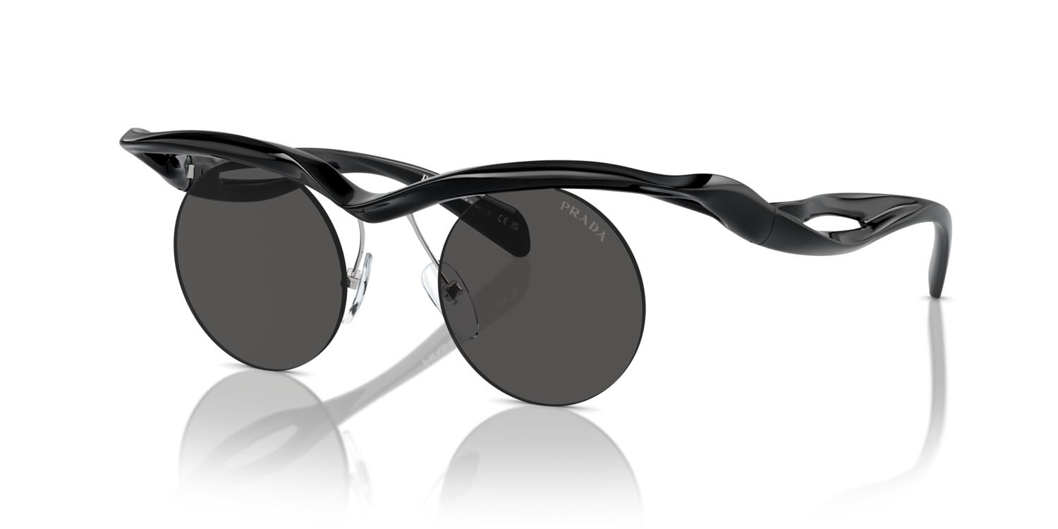Occhiali da sole Prada PR A18S (1AB5S0) colore nero forma rotondo lenti grigio scuro