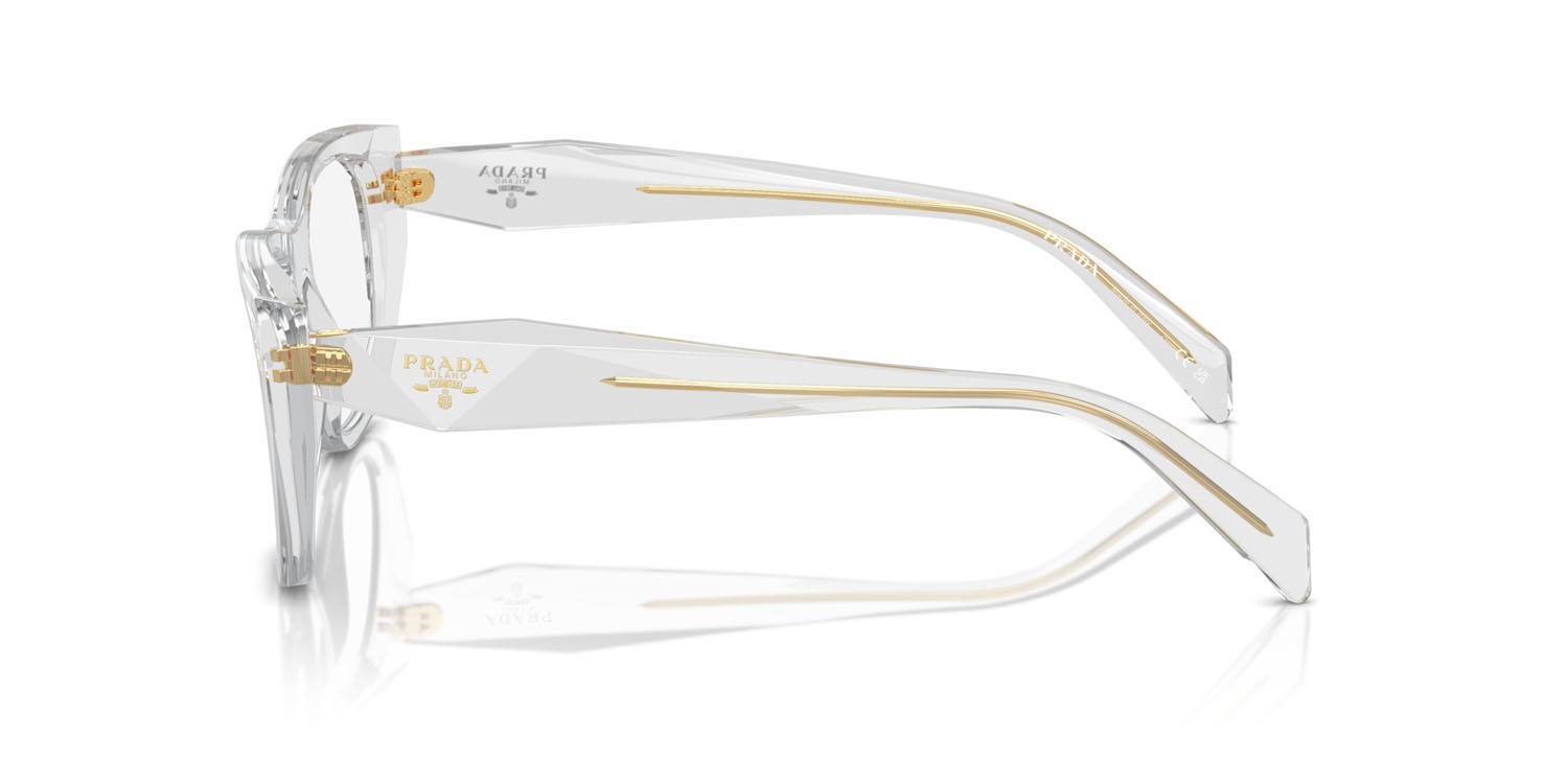 Eyeglasses Prada PR A18V (12R1O1) color grigio trasparente shape irregular lenses lente demo