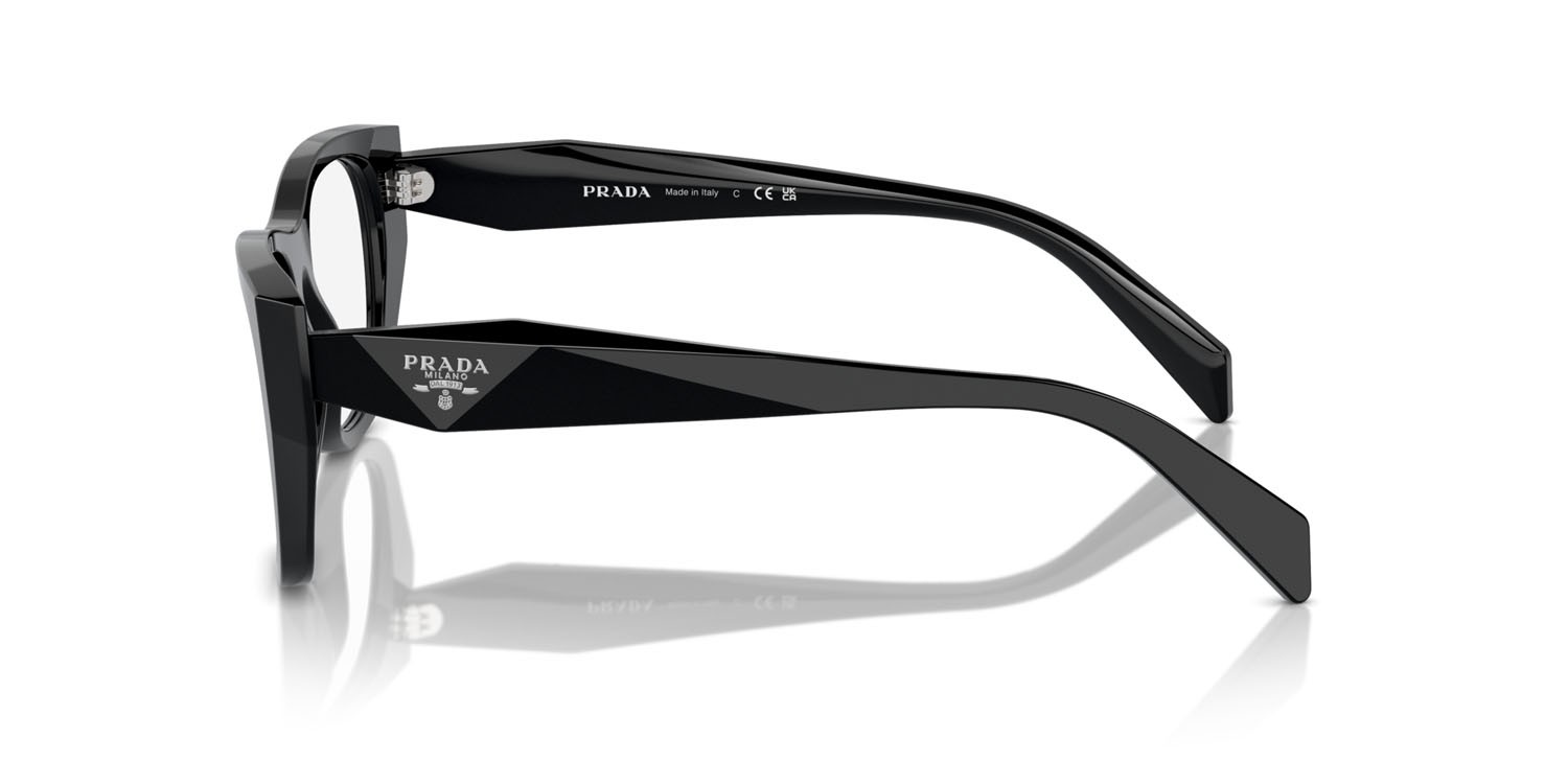 Eyeglasses Prada PR A18V (16K1O1) color nero shape irregular lenses lente demo