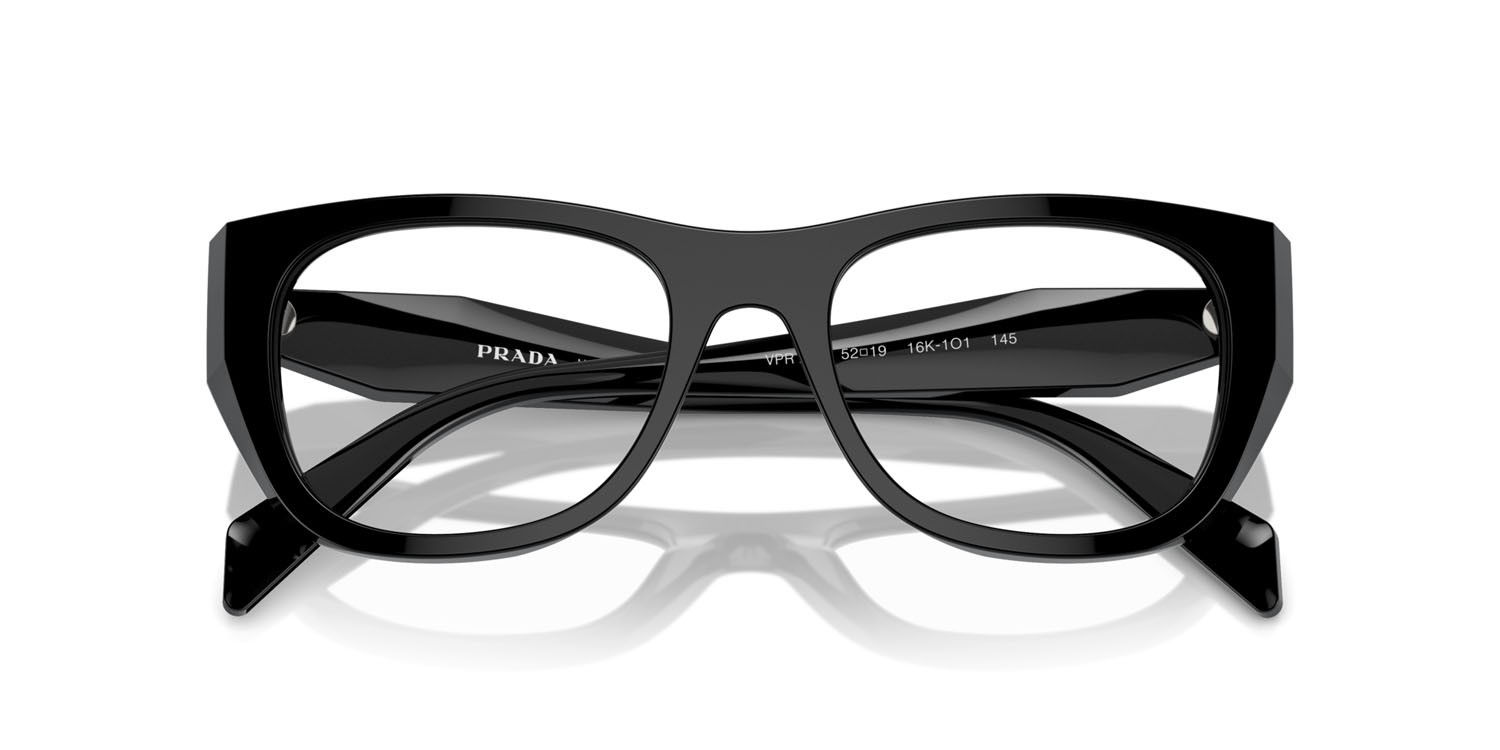 Eyeglasses Prada PR A18V (16K1O1) color nero shape irregular lenses lente demo