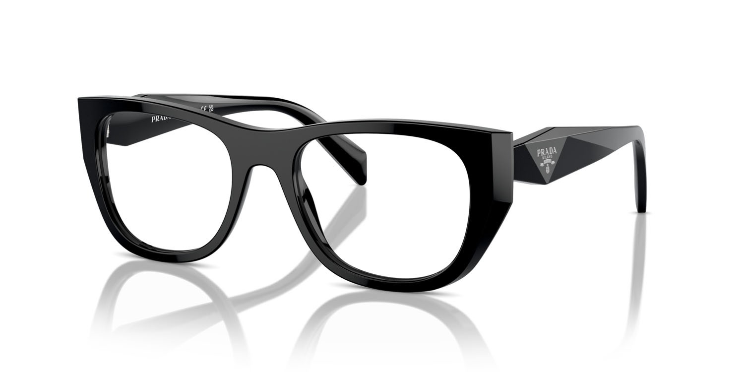Eyeglasses Prada PR A18V (16K1O1) color nero shape irregular lenses lente demo