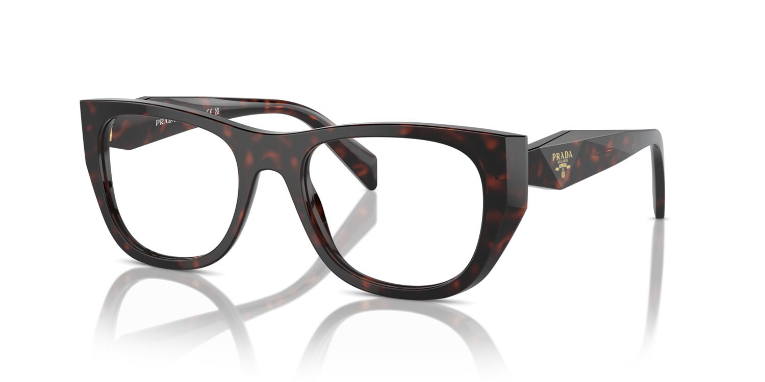 Eyeglasses Prada PR A18V (17N1O1) color root tortoise shape irregular lenses lente demo