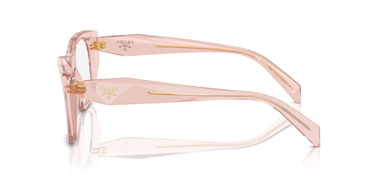 Eyeglasses Prada PR A18V (19Q1O1) color pesca trasparente shape irregular lenses lente demo