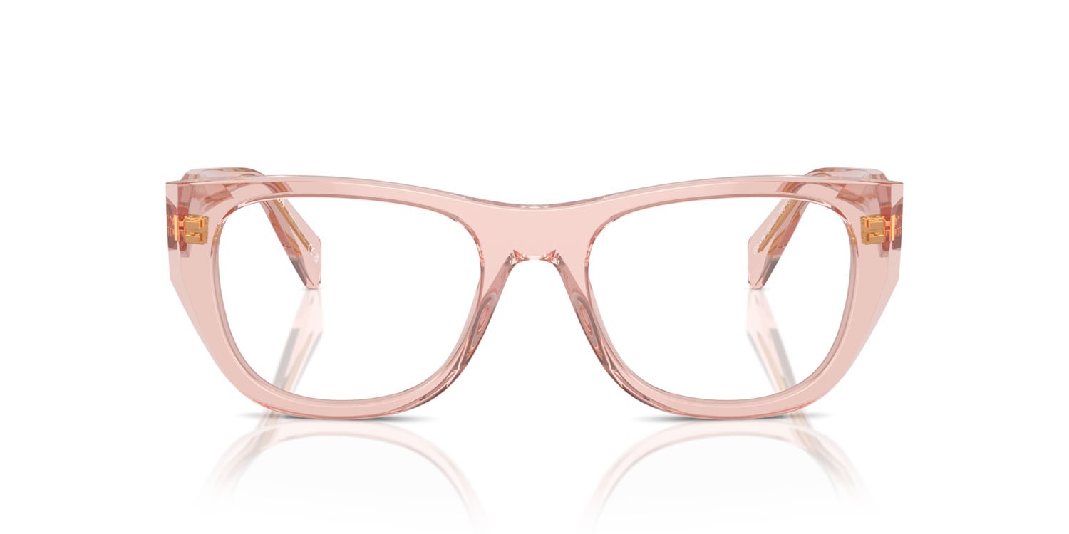 Eyeglasses Prada PR A18V (19Q1O1) color pesca trasparente shape irregular lenses lente demo