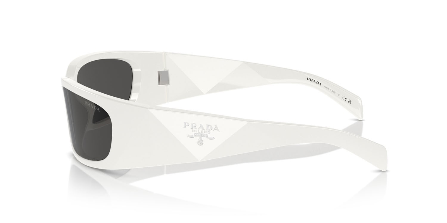 Sunglasses Prada PR A19S (1425S0) color bianco talco shape butterfly lenses grigio scuro