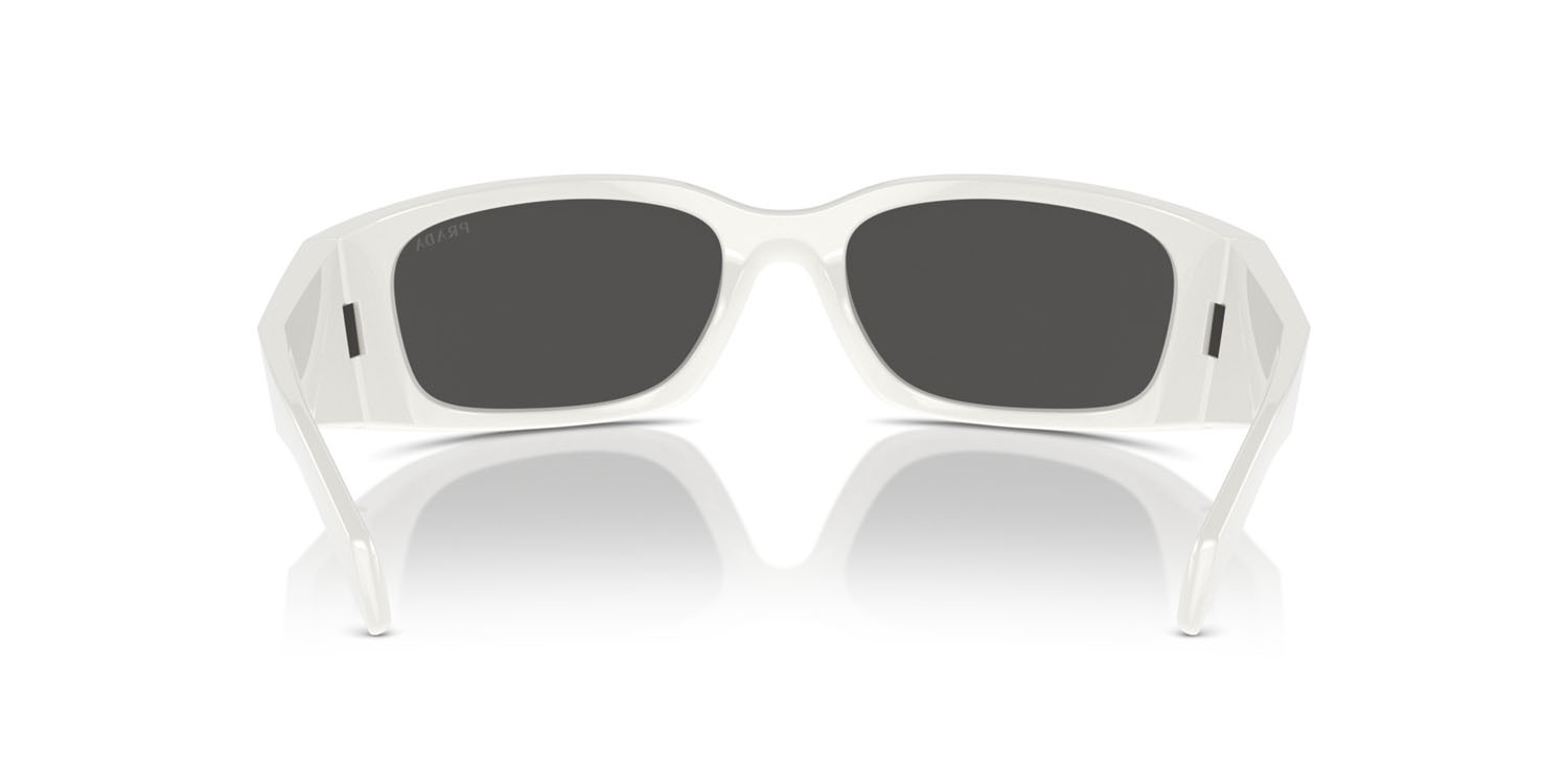 Sunglasses Prada PR A19S (1425S0) color bianco talco shape butterfly lenses grigio scuro