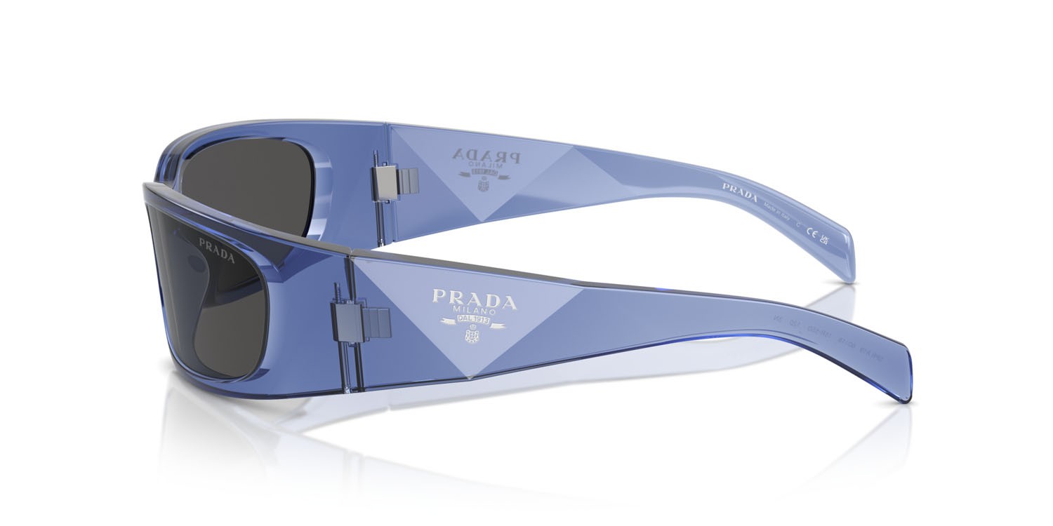 Occhiali da sole Prada PR A19S (15R5S0) colore transparent iris forma farfalla lenti grigio scuro