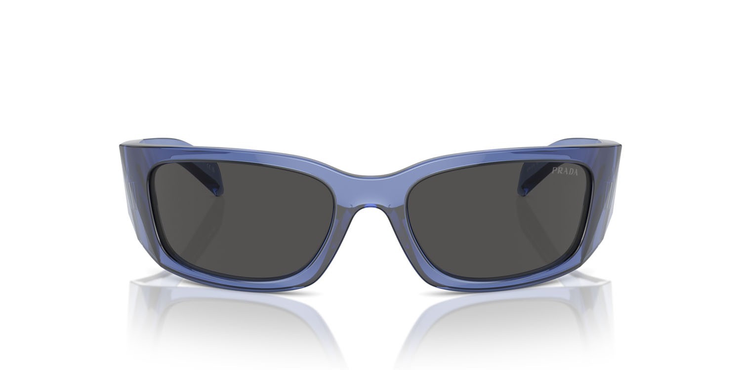 Occhiali da sole Prada PR A19S (15R5S0) colore transparent iris forma farfalla lenti grigio scuro