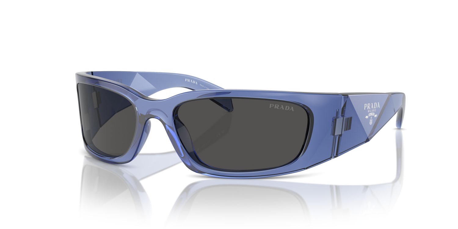 Occhiali da sole Prada PR A19S (15R5S0) colore transparent iris forma farfalla lenti grigio scuro
