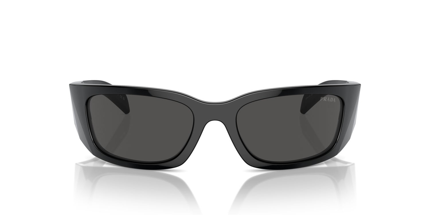 Occhiali da sole Prada PR A19S (1AB5S0) colore nero forma farfalla lenti grigio scuro