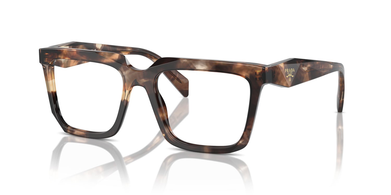 Eyeglasses Prada PR A19V (14P1O1) color caramello tartarugato shape rectangle lenses lente demo