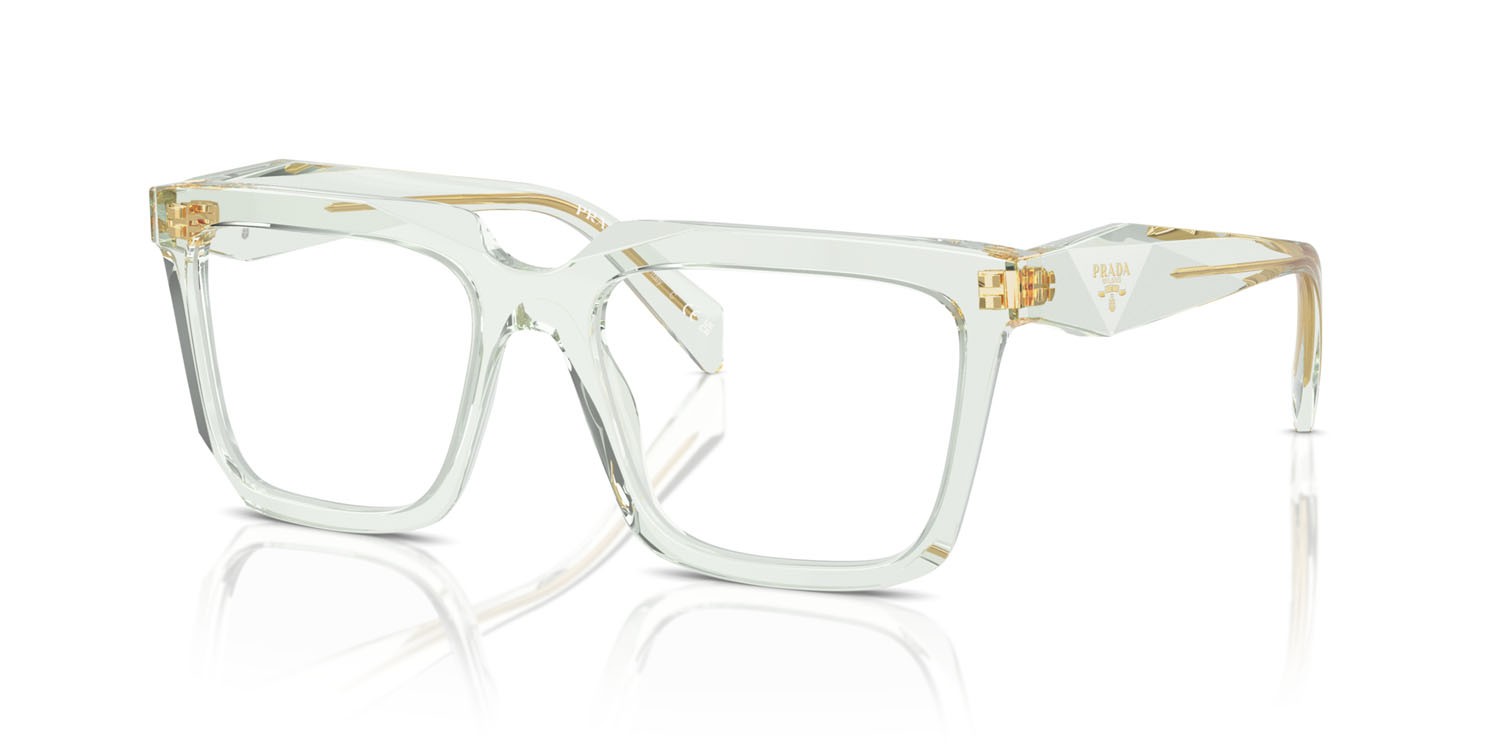 Eyeglasses Prada PR A19V (14R1O1) color verde menta trasparente shape rectangle lenses lente demo