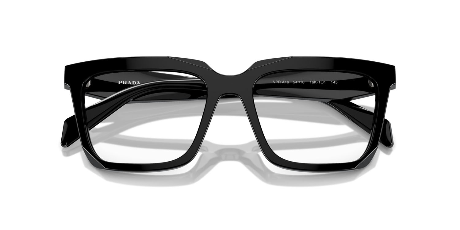 Eyeglasses Prada PR A19V (16K1O1) color nero shape rectangle lenses lente demo