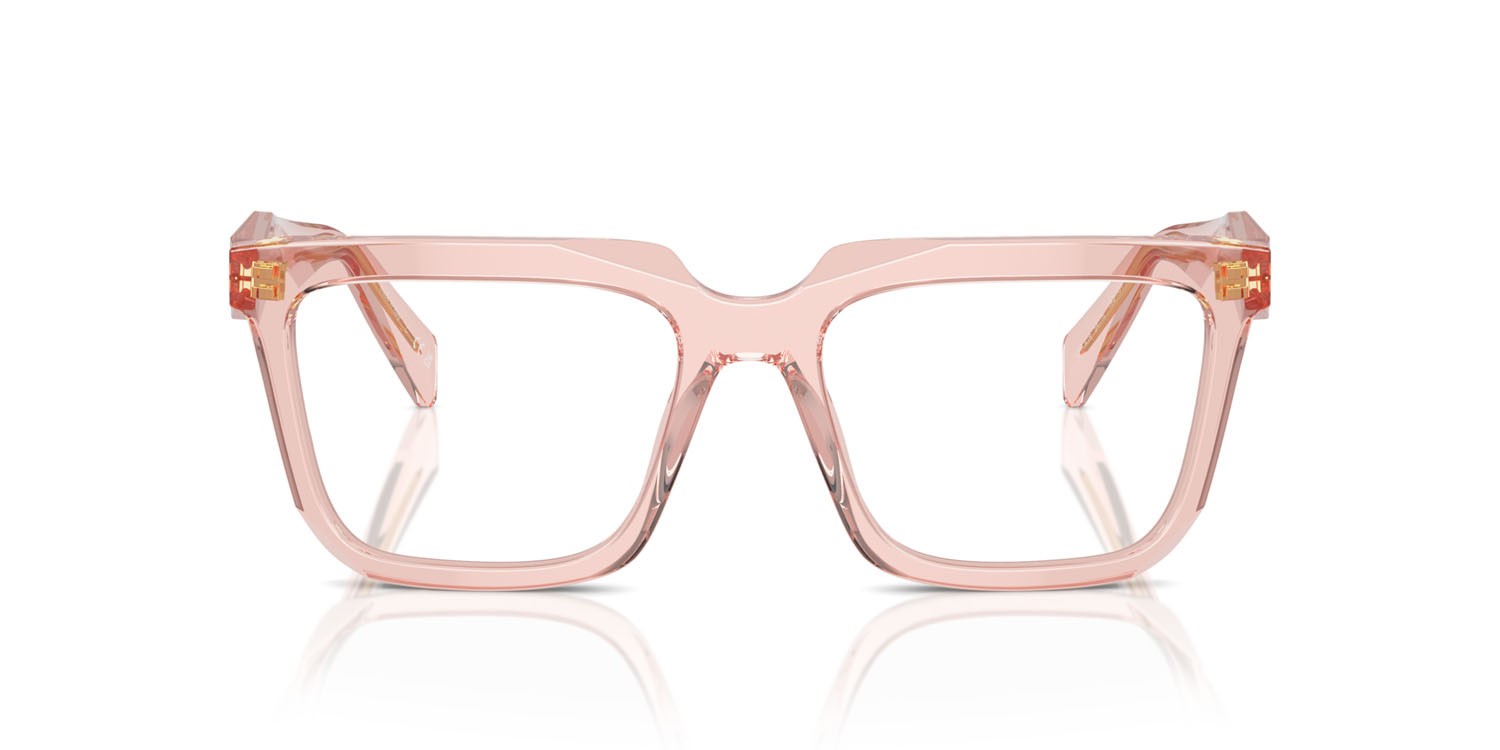 Eyeglasses Prada PR A19V (19Q1O1) color pesca trasparente shape rectangle lenses lente demo