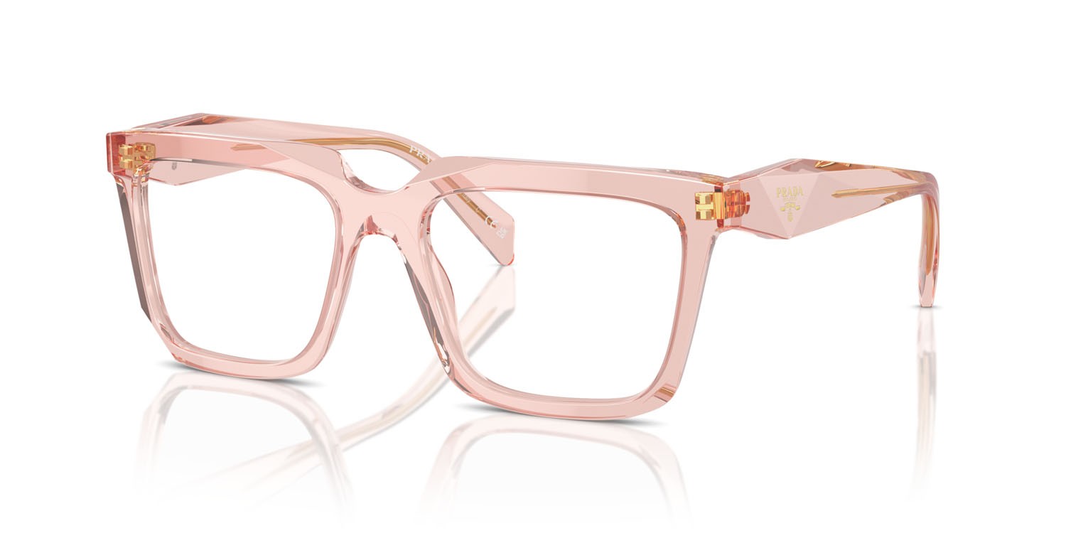 Eyeglasses Prada PR A19V (19Q1O1) color pesca trasparente shape rectangle lenses lente demo