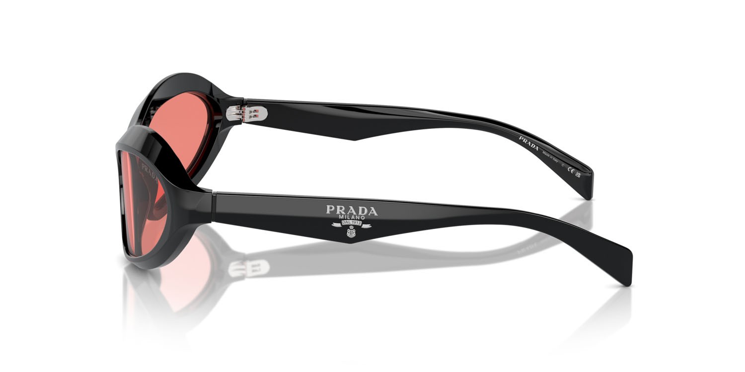 Occhiali da sole Prada PR A20S (16K20B) colore nero forma irregolare lenti rosa