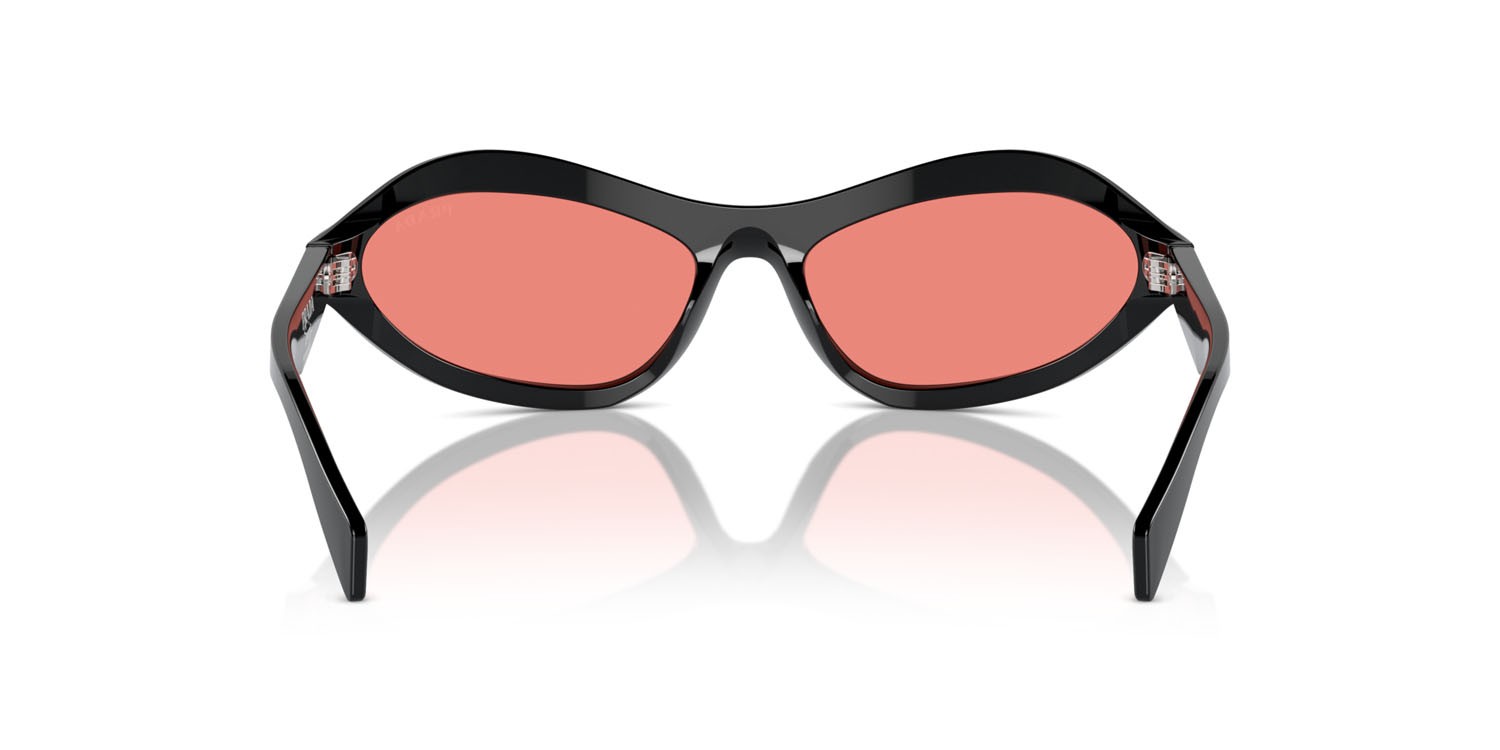 Occhiali da sole Prada PR A20S (16K20B) colore nero forma irregolare lenti rosa