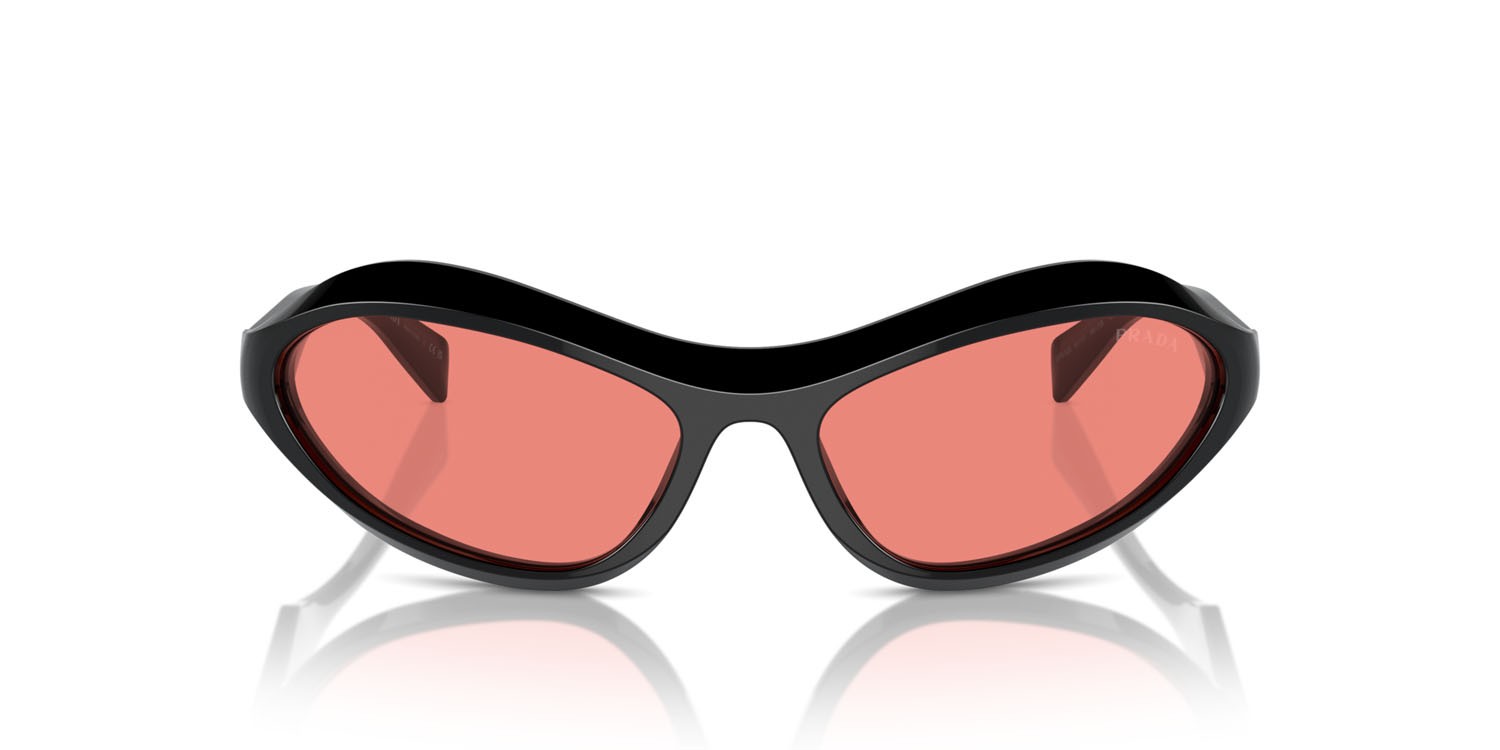 Occhiali da sole Prada PR A20S (16K20B) colore nero forma irregolare lenti rosa