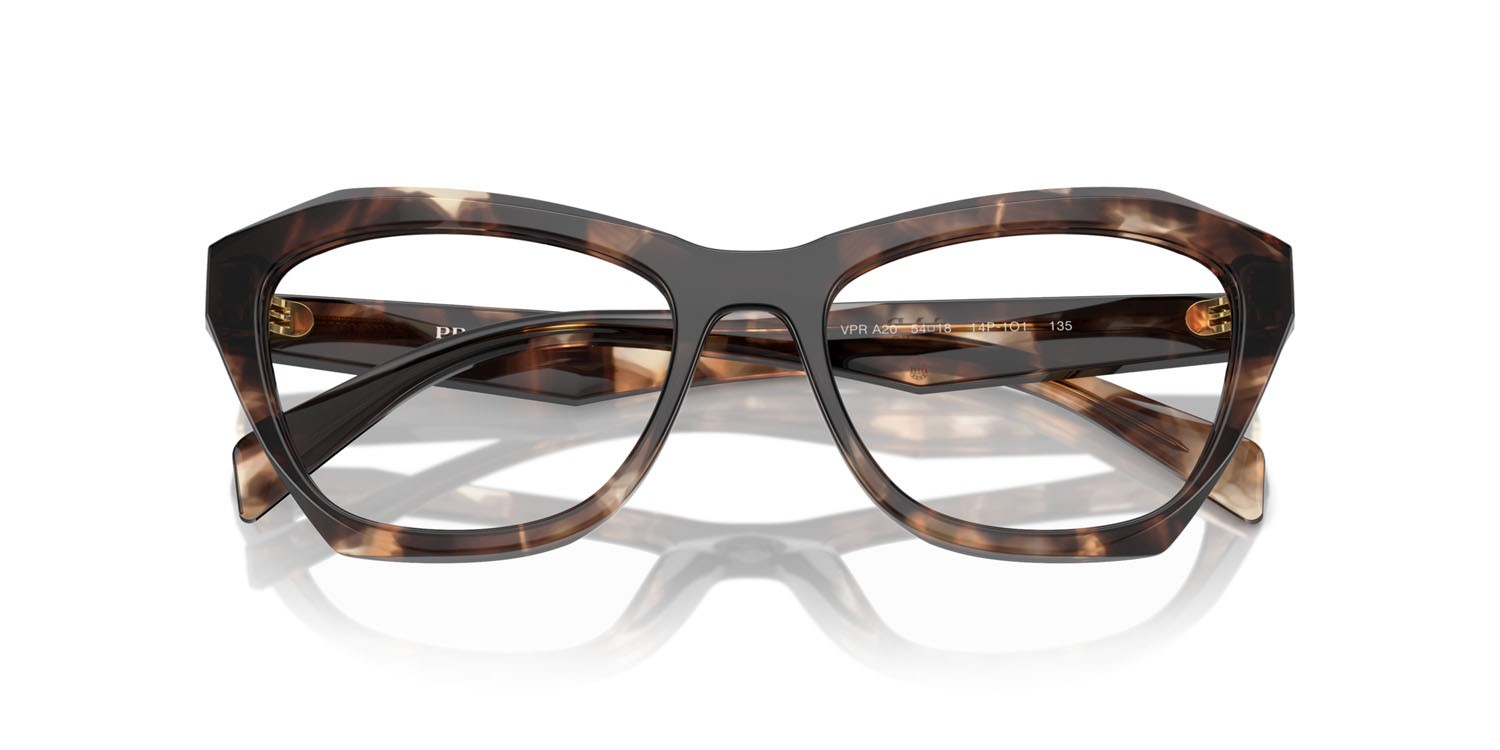 Eyeglasses Prada PR A20V (14P1O1) color caramello tartarugato shape butterfly lenses lente demo