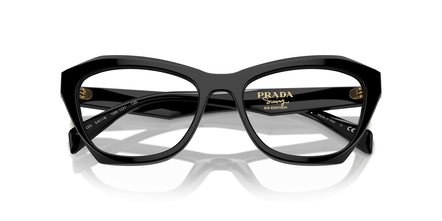 Eyeglasses Prada PR A20V (16K1O1) color nero shape butterfly lenses lente demo