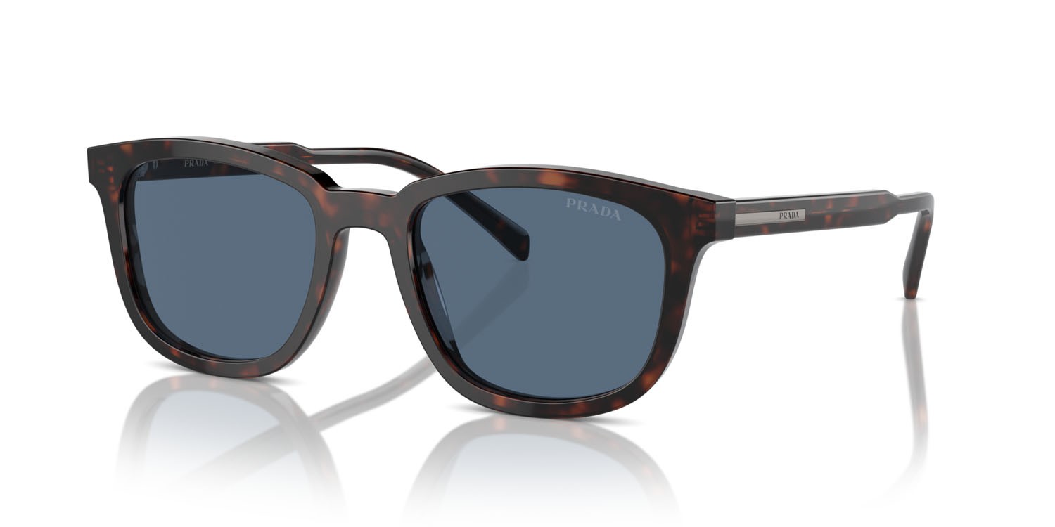 Sunglasses Prada PR A21S (17N06A) color radica tortoise shape square lenses blu scuro
